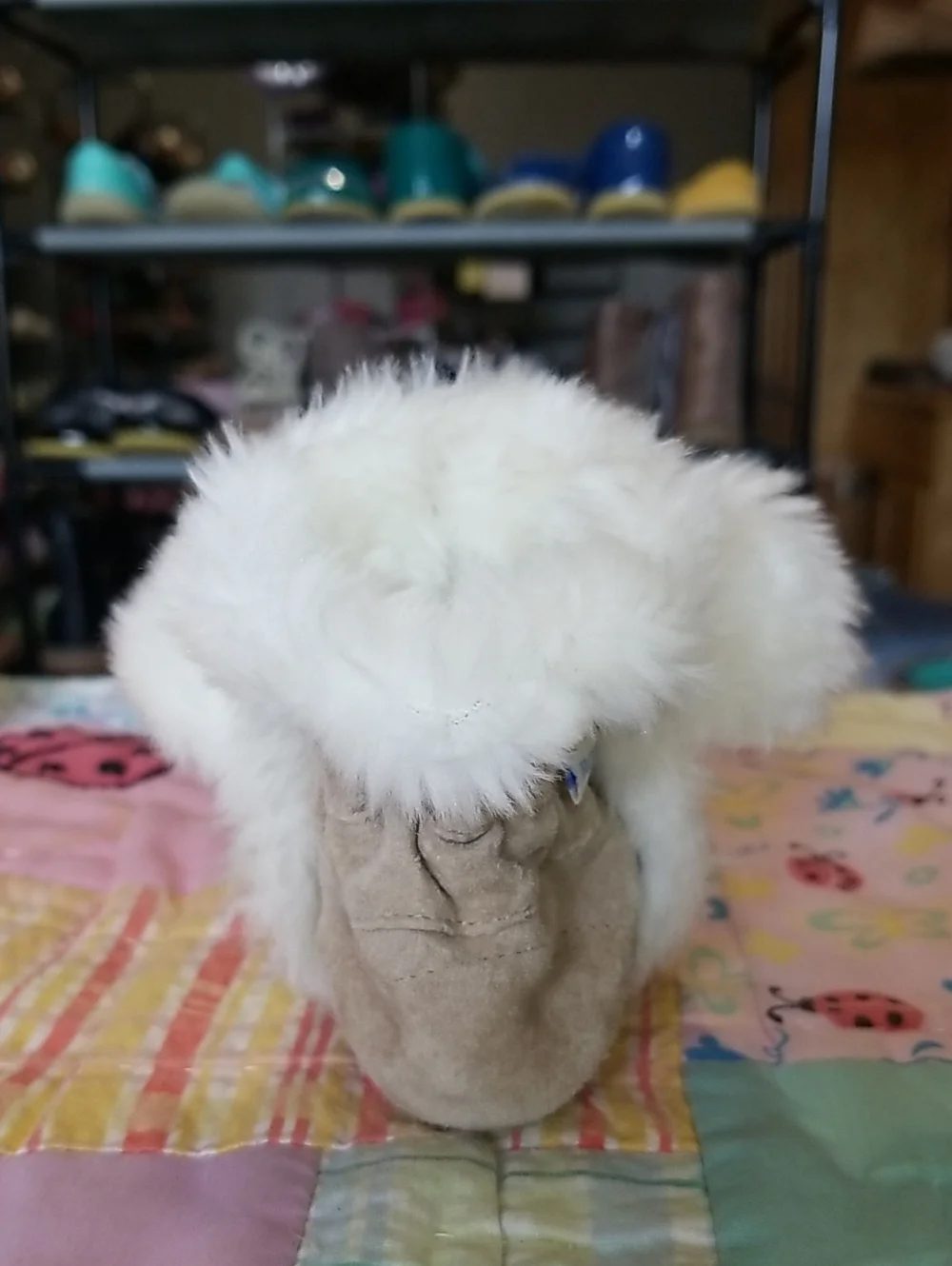 Robeez Cream & Tan Leather & Suede Furry Animal Booties O-6